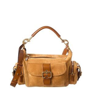 Chloé Medium Double Carry Suede & Leather Shoulder Bag, Brown